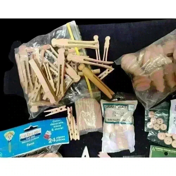 Mixed Lot Unfinished 1.5 lb. Wood Craft Pieces NEW & Opened Assortment Dollhouse - Picture 3 of 6